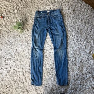 MOTHER Classic Blue slotted/slashed knee streetwear, trending Denim Jeans pants